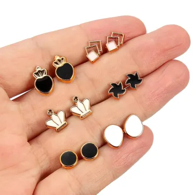 36 Pairs Mixed Style Heart Flower Stud Earrings Set